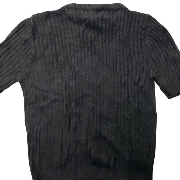 Vintage 1940s-1950s Short Sleeve Knit Black Ribbed Crewneck Sweater Top Sz Small - Picture 5 of 5